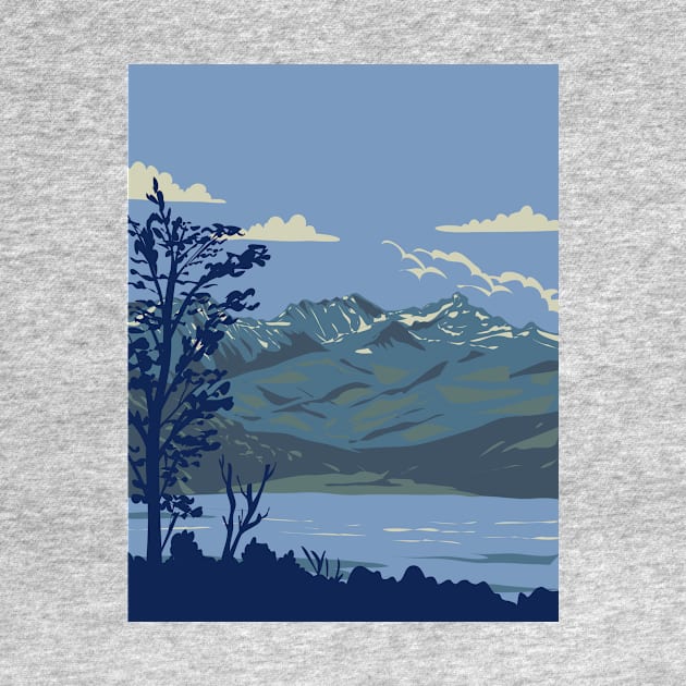 Tierra del Fuego National Park with Fagnano Lake Argentina WPA Art Deco Poster by retrovectors